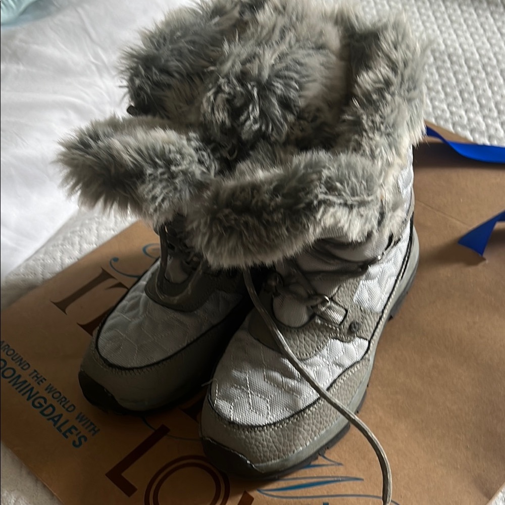 BearPaw Gray Winter & Rain Boots with Faux Fur Trim